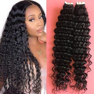 Deep Curly Black Tape-in hair extensions
