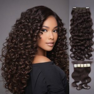 Romantic Curly Dark Brown Tape-in hair extensions