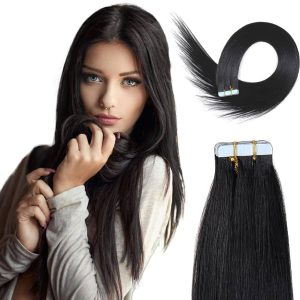 Straight Black Tape-in hair extensions