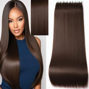 Straight Dark Brown Tape-in hair extensions