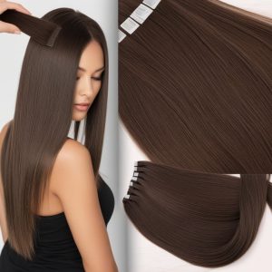 Straight Dark Brown Tape-in hair extensions